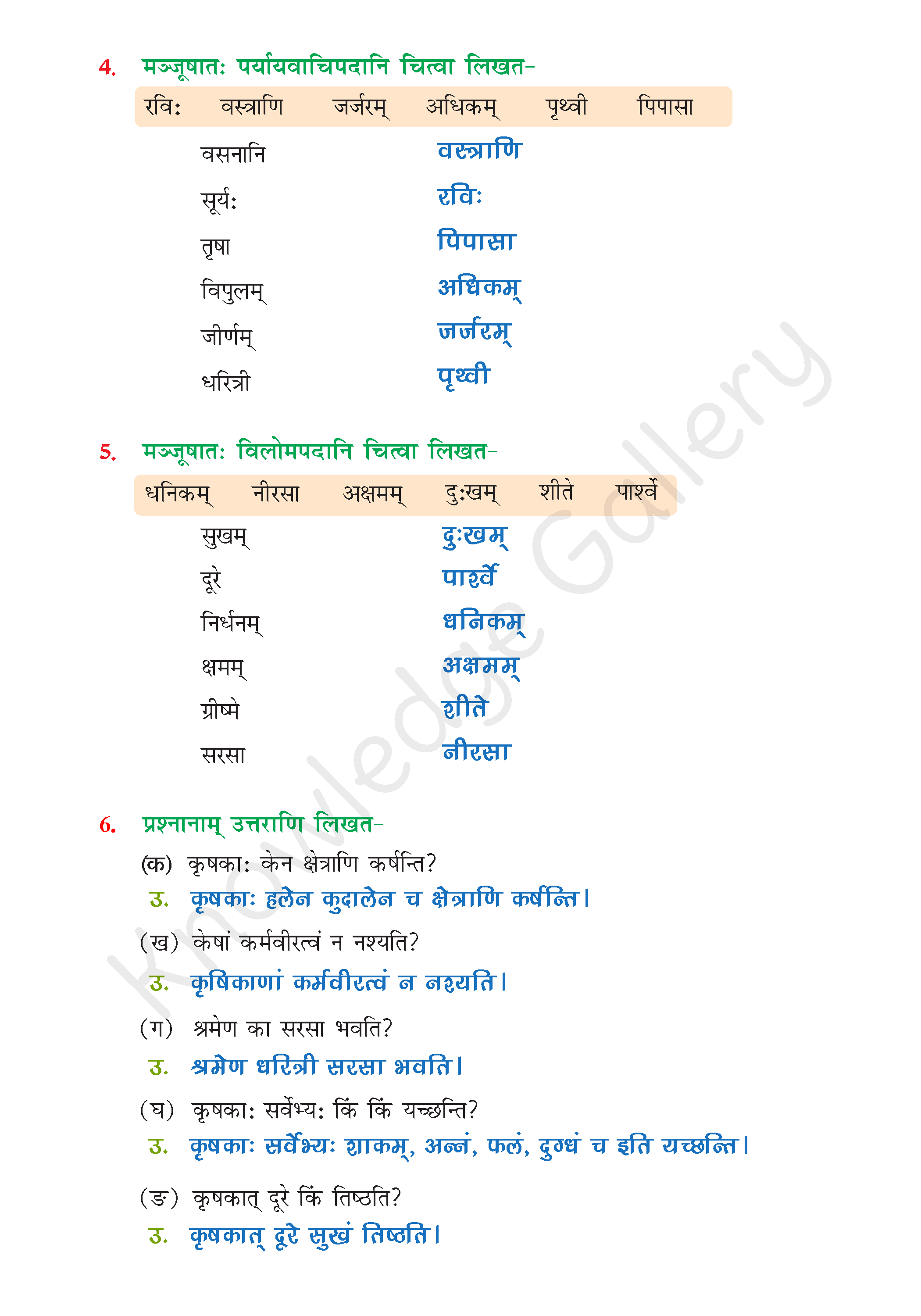NCERT Solution For Class 6 Sanskrit Chapter 10 part 5