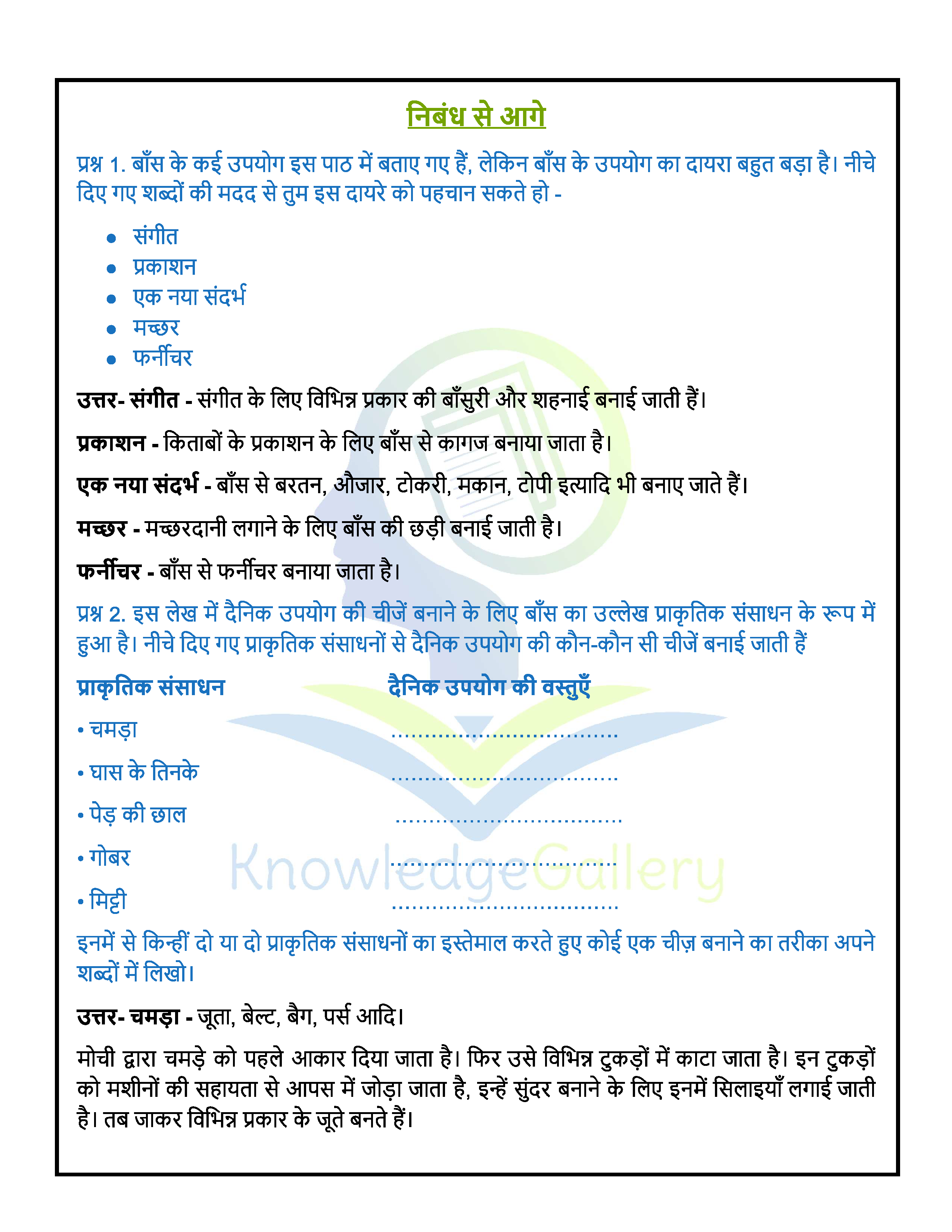 NCERT Solution For Class 6 Hindi Chapter 17 part 2