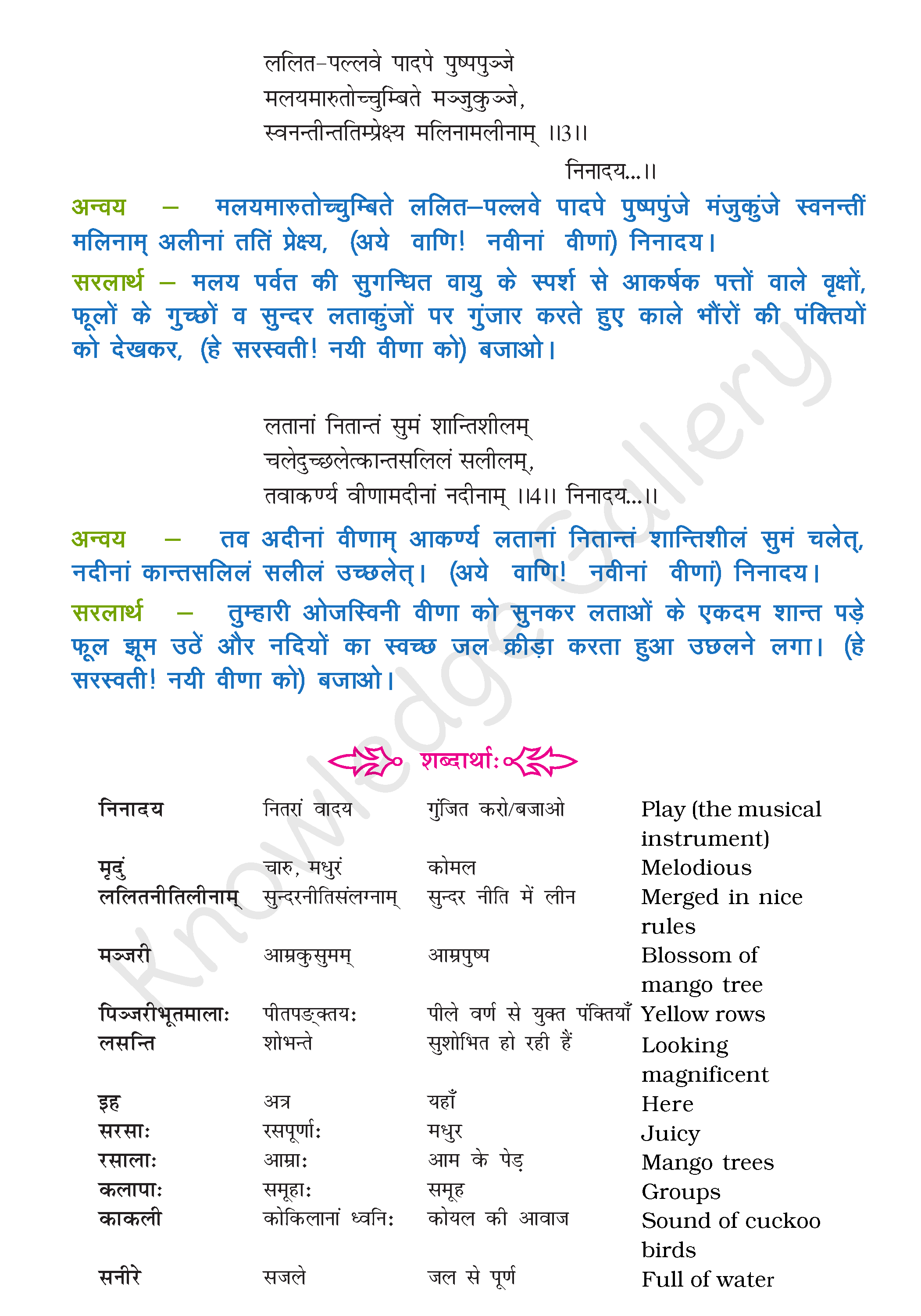NCERT Solution For Class 9 Sanskrit Chapter 1 part 2
