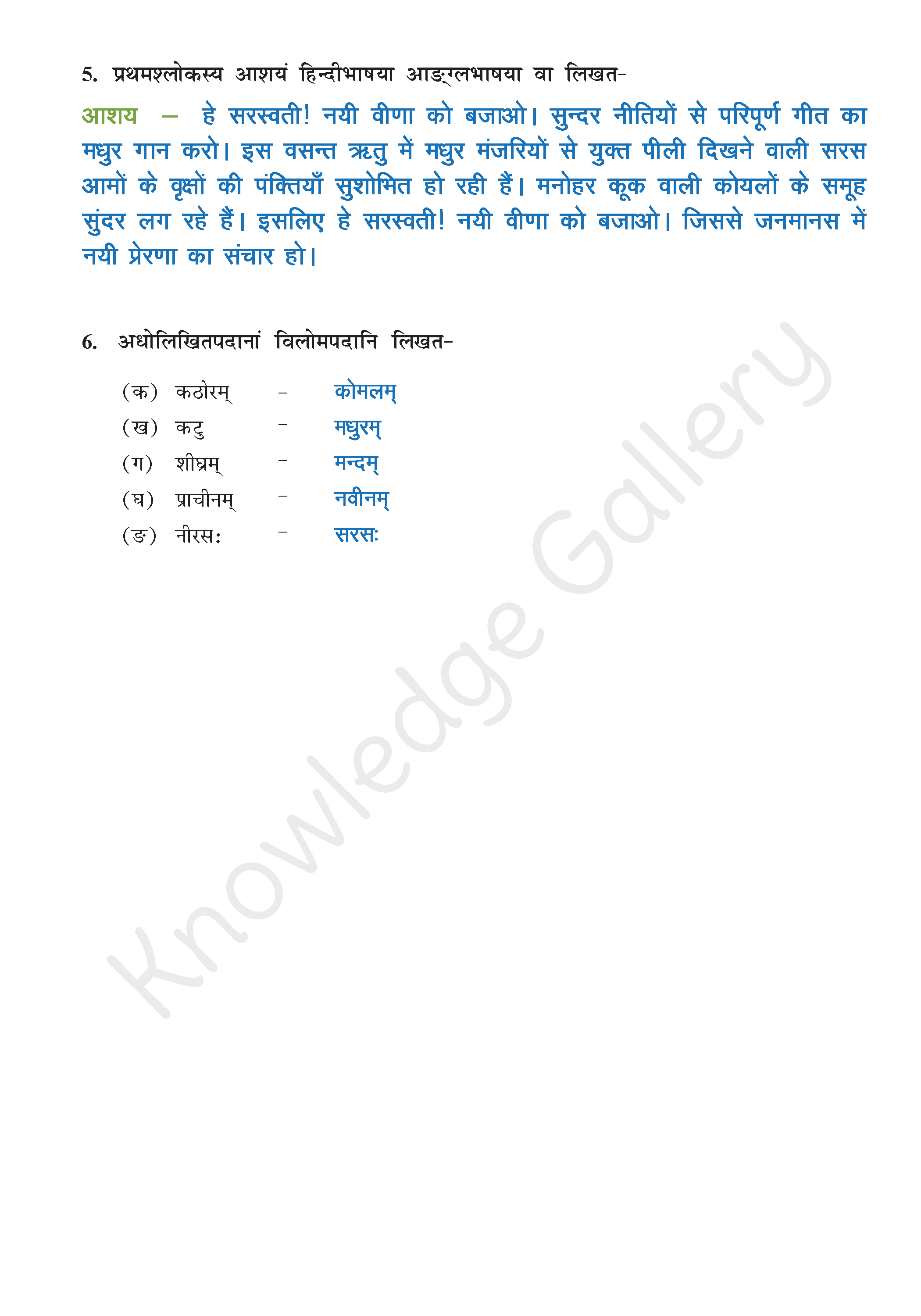 NCERT Solution For Class 9 Sanskrit Chapter 1 part 5