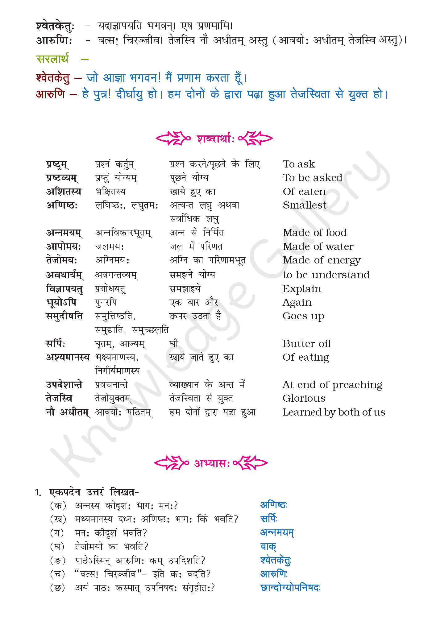 NCERT Solution For Class 9 Sanskrit Chapter 10 part 3
