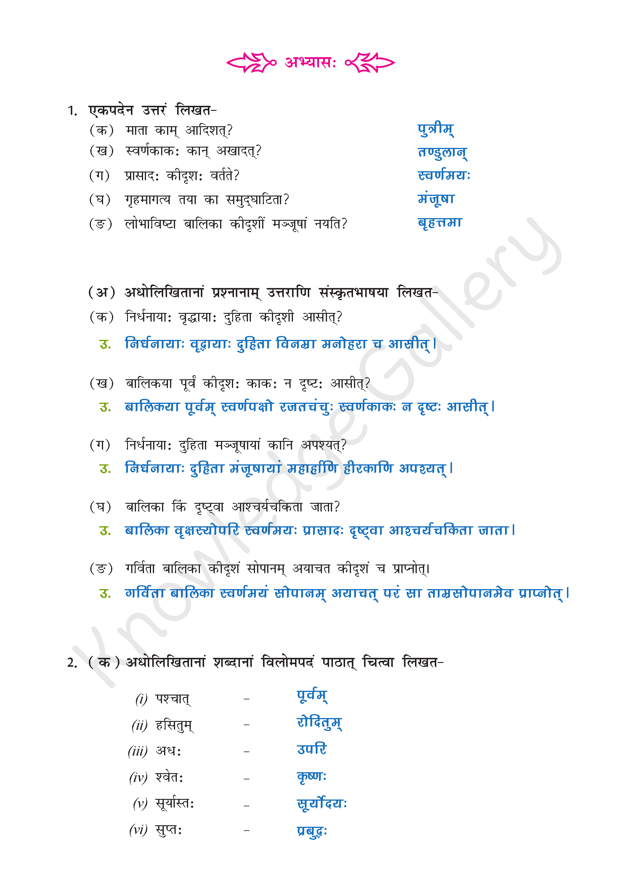 NCERT Solution For Class 9 Sanskrit Chapter 2 part 5