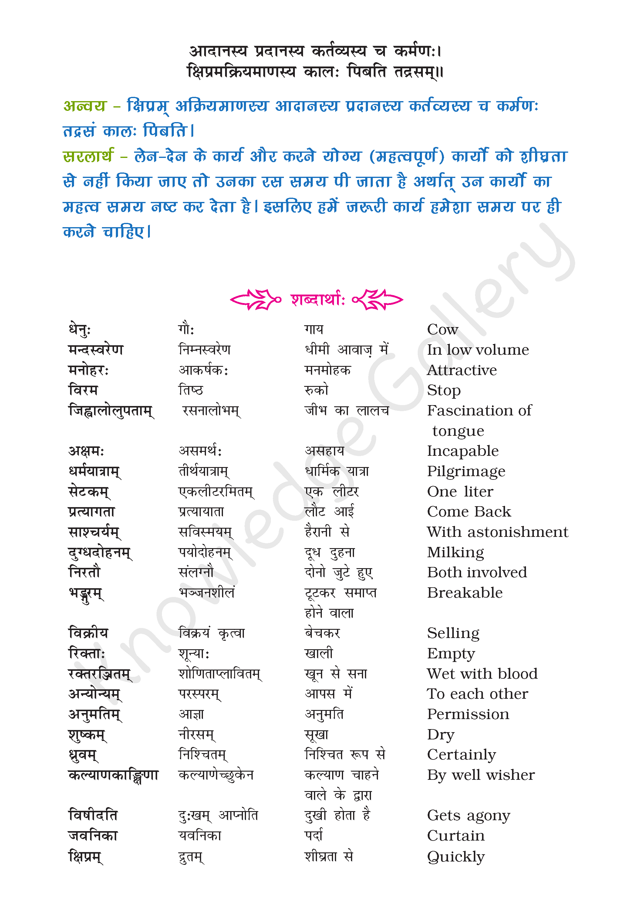 NCERT Solution For Class 9 Sanskrit Chapter 3 part 9